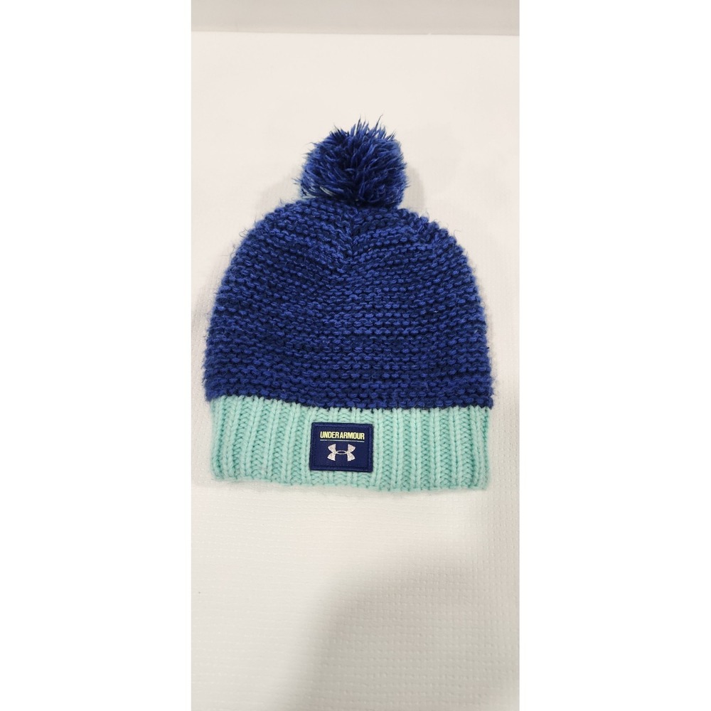 Youth/Kids Under‎ Armour Beanie/Winter Hat, Cuffed, Torque/Blue  OSFA, Pom
